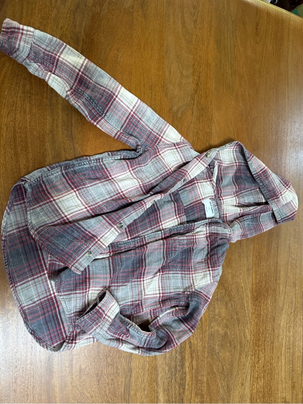 Old Navy Hooded Plaid Button-Down Shirt - Red & Gray Size M (8)